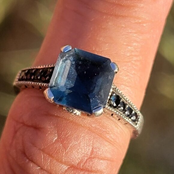 Designer SIRI USA 925 sterling silver asher cut topaz prong set with pave set da - Picture 11 of 16